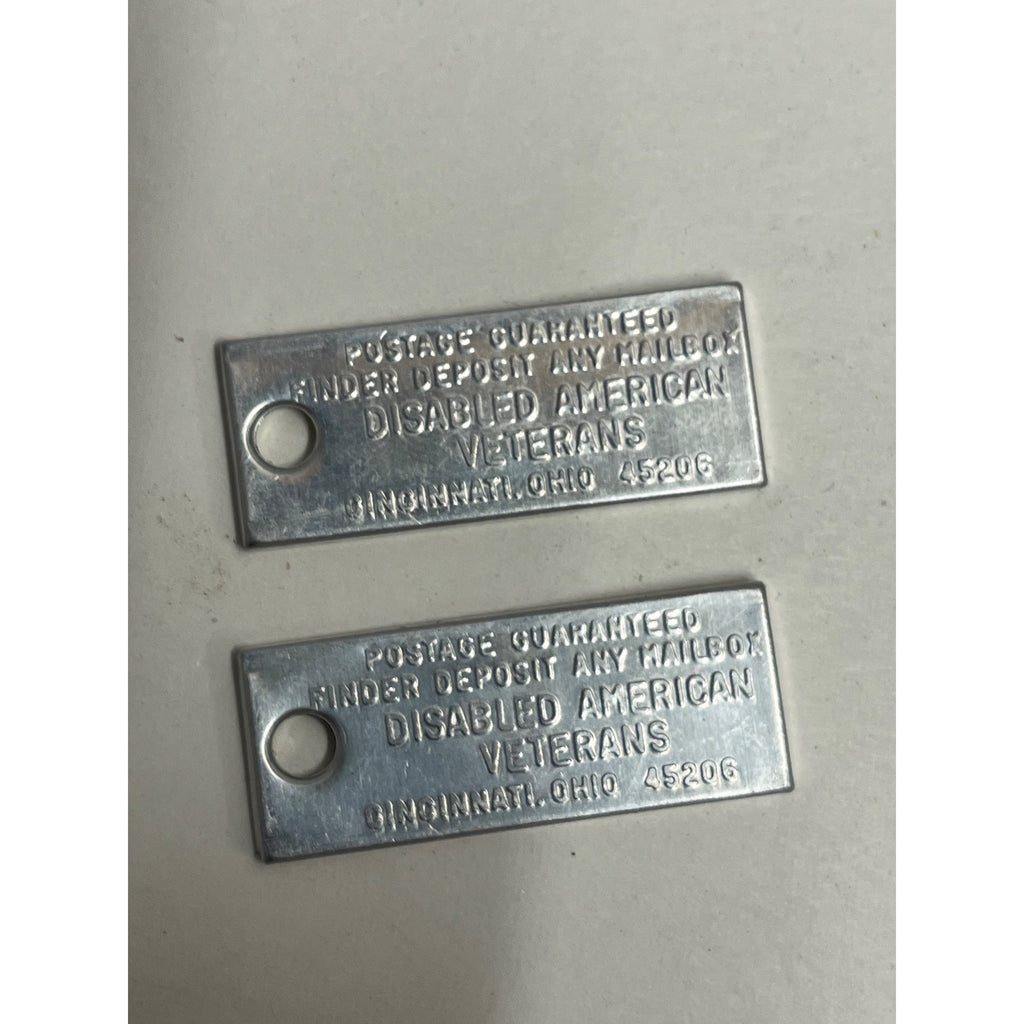 Vintage Pair 1965 Florida License Plate Tag Keychain DAV Mini Disabled Vets 400th