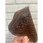 Vintage Basketweave Leather Holster Snub Nose Revolver RH S&W Colt Detective 6"