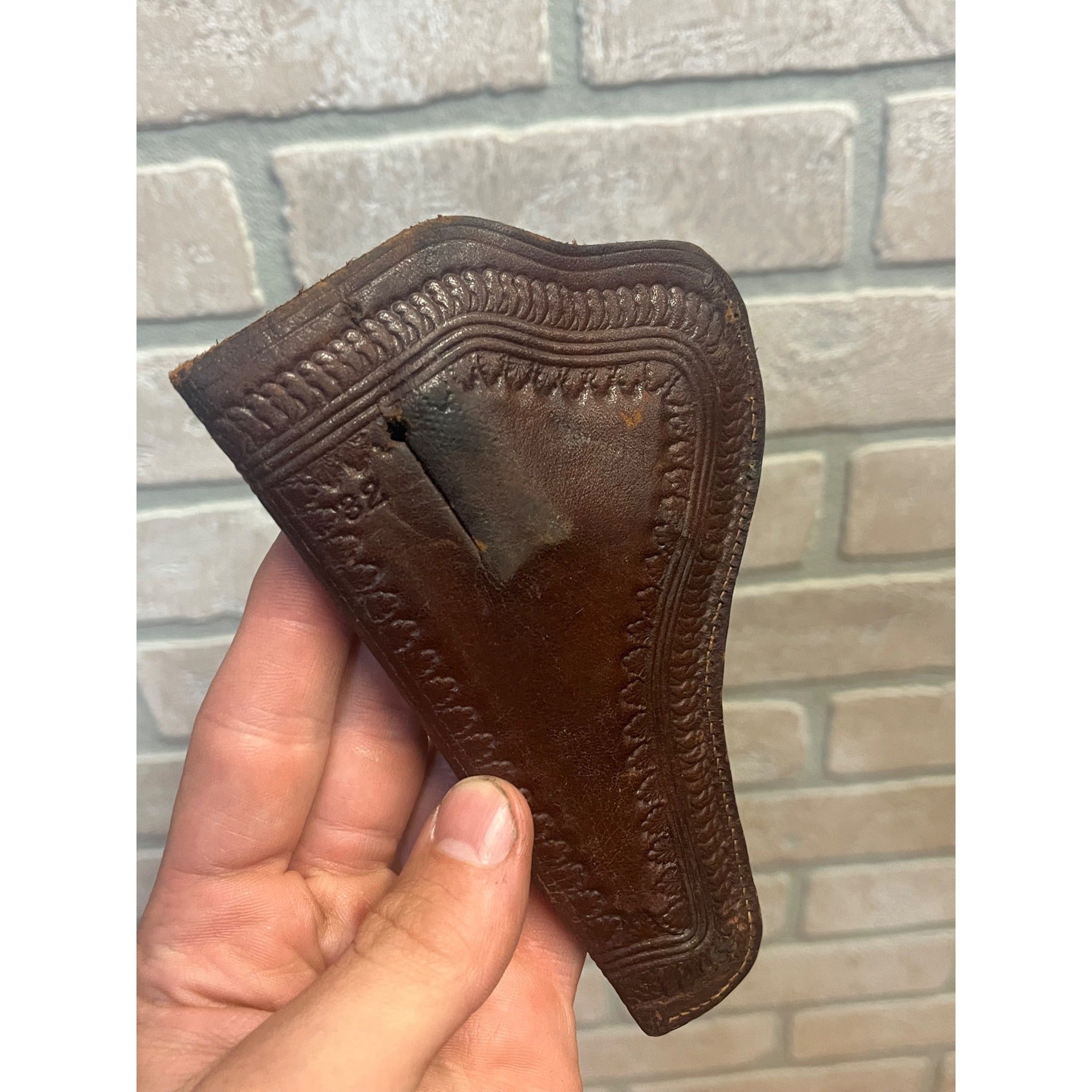Vintage Basketweave Leather Holster Snub Nose Revolver RH S&W Colt Detective 6"