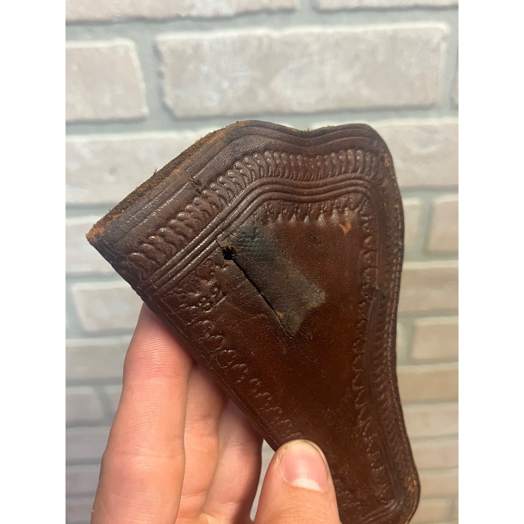 Vintage Basketweave Leather Holster Snub Nose Revolver RH S&W Colt Detective 6"