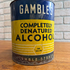 Vintage 1940s Gambles Denatured Alcohol Gallon Advertising Tin Empty Can