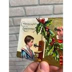 Xmas - Santa Claus Series Postcard "Christmas Greetings" Antique Telephone
