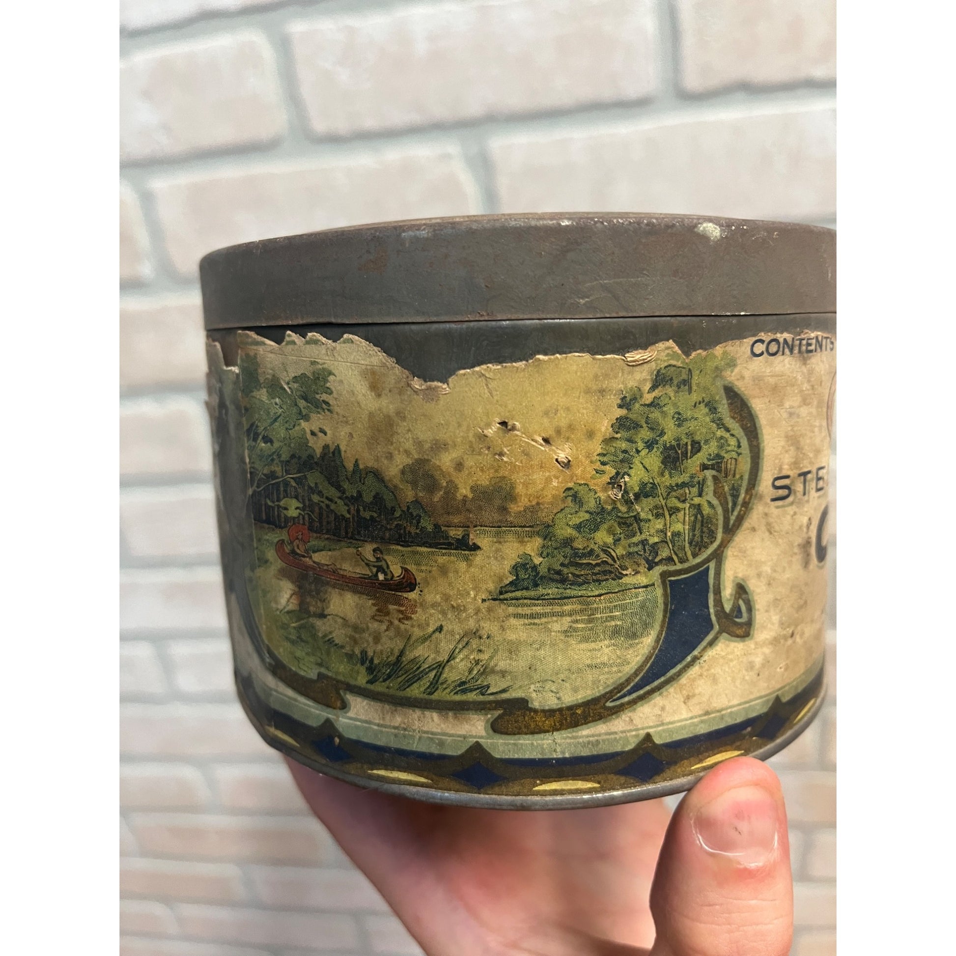 RARE Vintage 1920s Arcadia Coffee Tin Can Waterloow IA Iowa Johnston & Holland