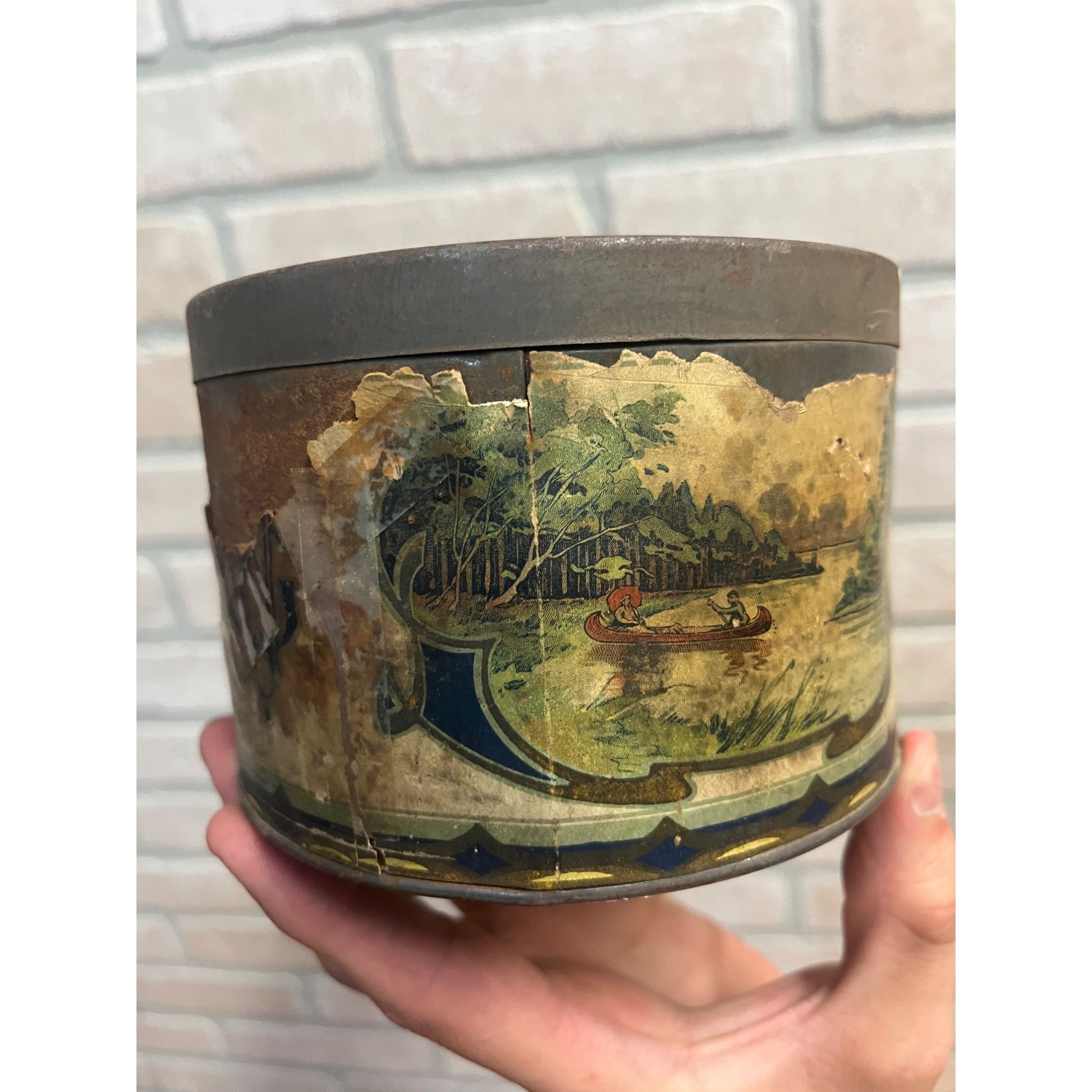 RARE Vintage 1920s Arcadia Coffee Tin Can Waterloow IA Iowa Johnston & Holland