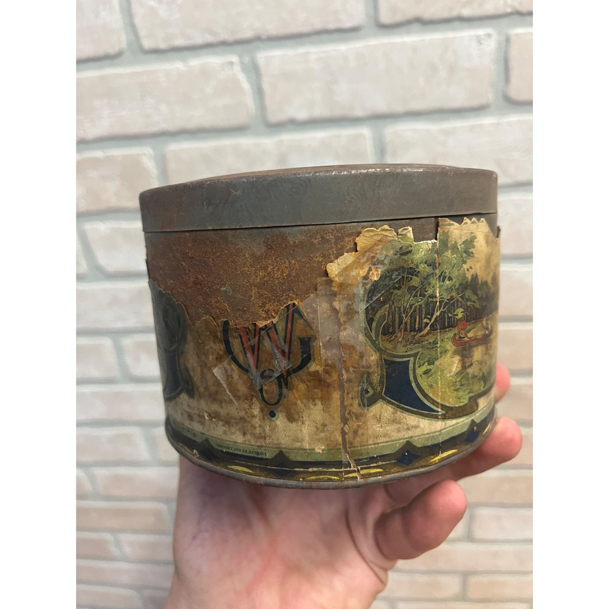 RARE Vintage 1920s Arcadia Coffee Tin Can Waterloow IA Iowa Johnston & Holland