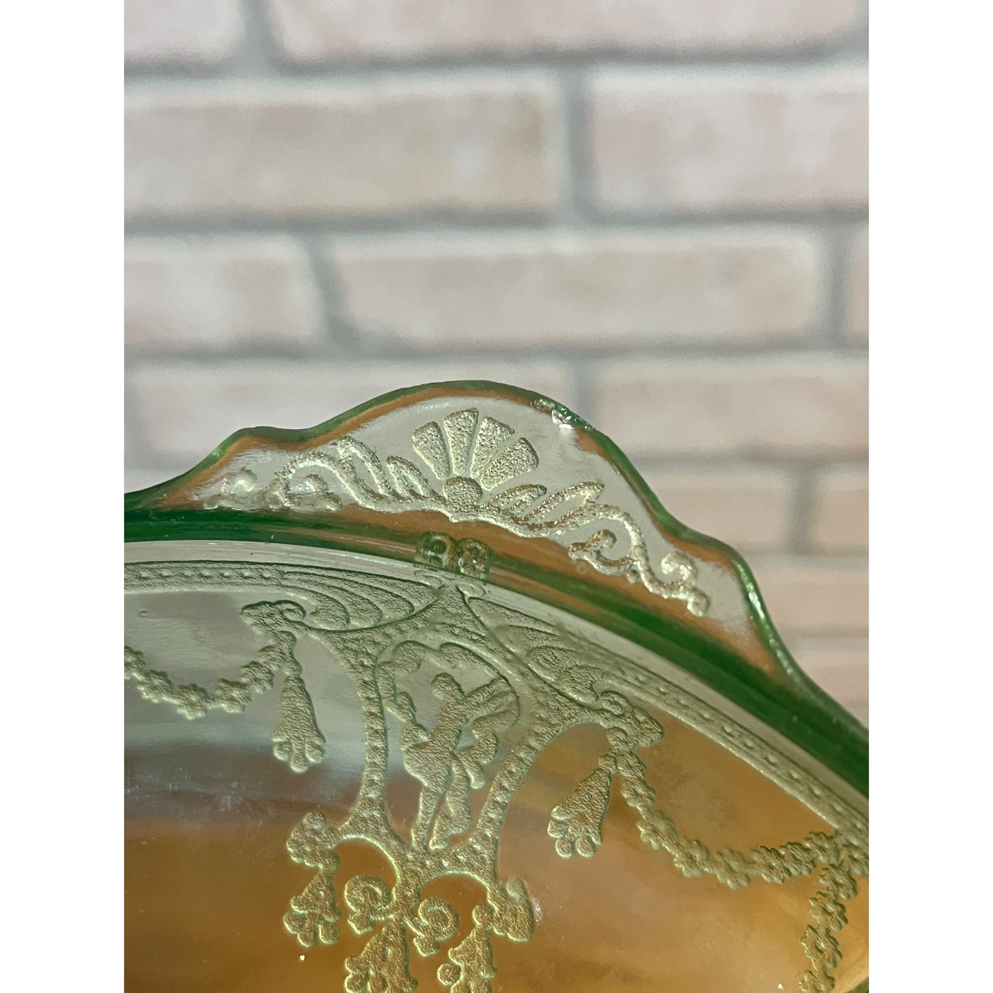 Vintage Uranium Anchor Hocking Cameo Ballerina Glass Divided Relish Dish 7.5”W