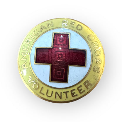 Vintage 1" Red Cross Yellow Enamel Volunteer Pin