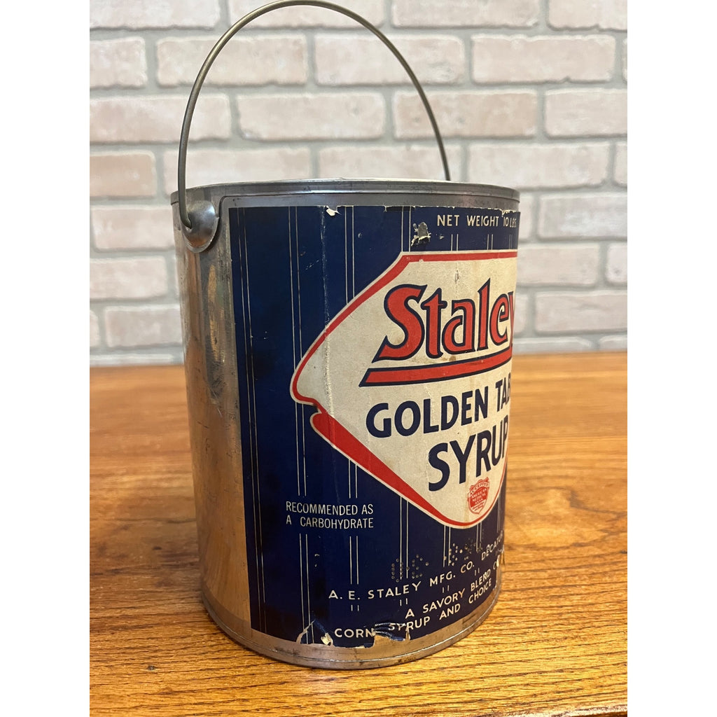 Vintage Staley's Golden Table Syrup Can Tin Decatur Illinois IL Pail Advertising
