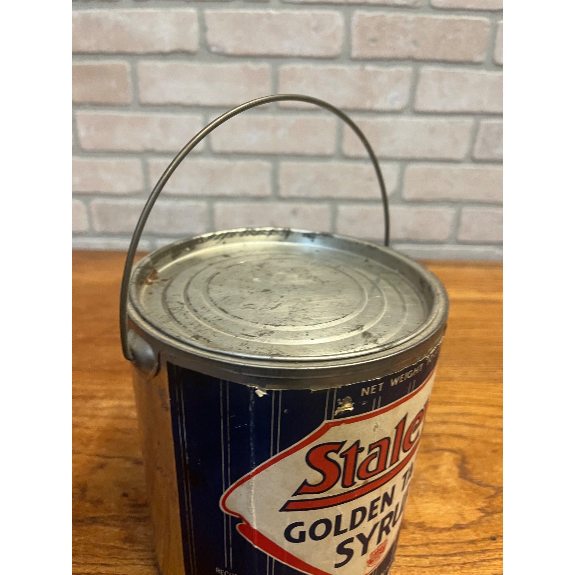 Vintage Staley's Golden Table Syrup Can Tin Decatur Illinois IL Pail Advertising