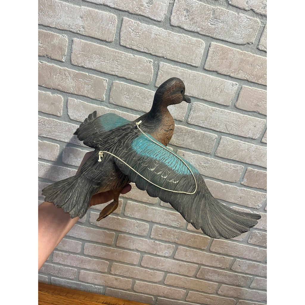 Casey Edwards Blue Wing Teal Hen in Flight Wood Carving Decoy Manitowoc