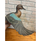Casey Edwards Blue Wing Teal Hen in Flight Wood Carving Decoy Manitowoc
