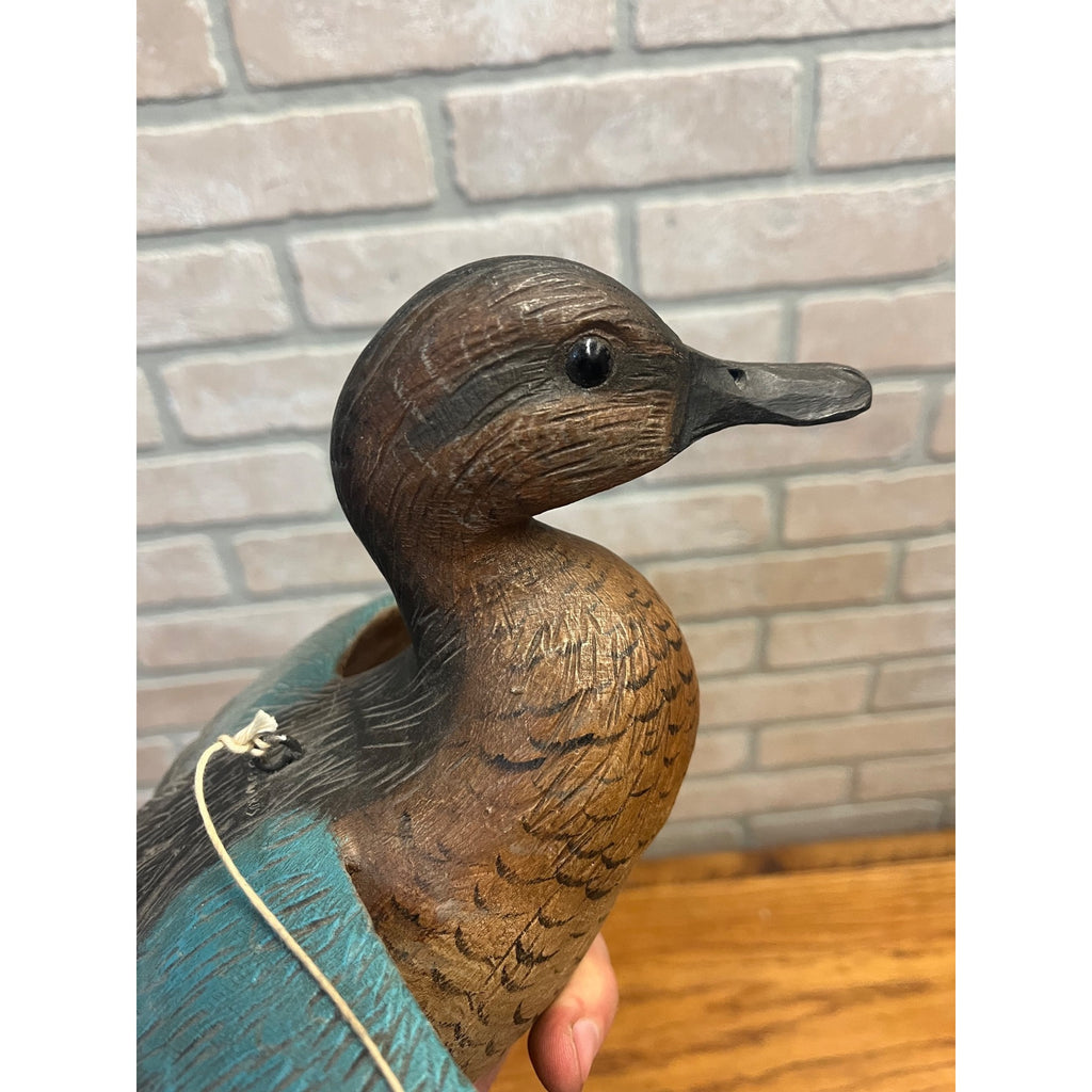 Casey Edwards Blue Wing Teal Hen in Flight Wood Carving Decoy Manitowoc