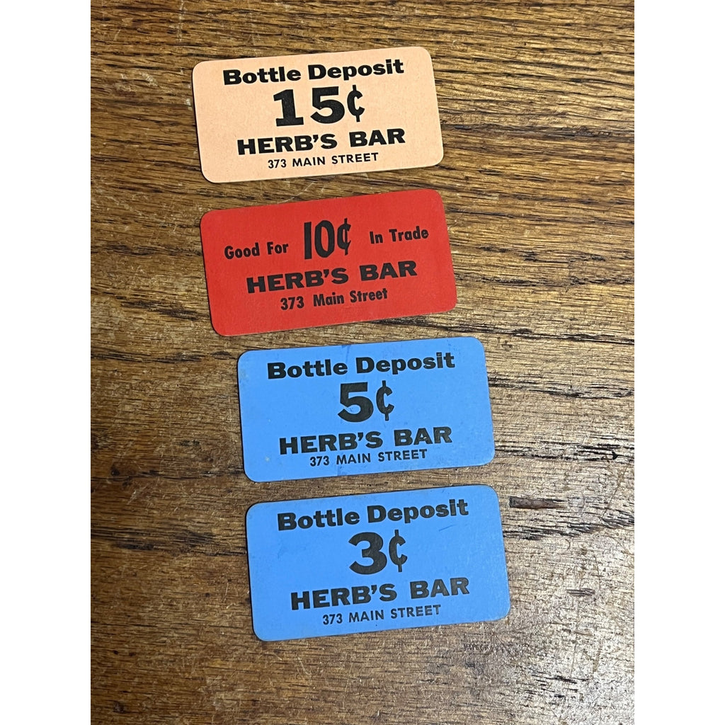 LOT Bottle Deposit Tags Herb's Bar Oshkosh Wisconsin 1940s Beer Brewery