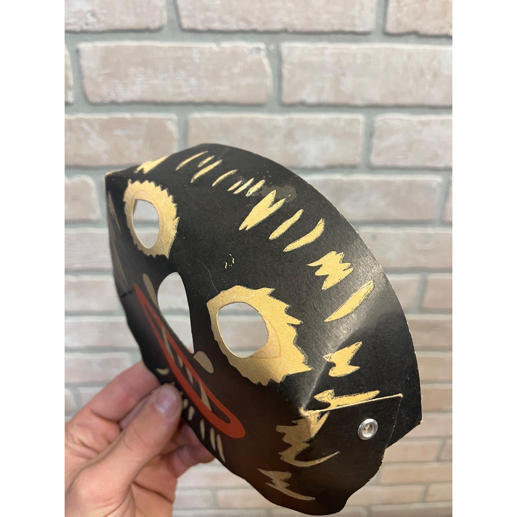 Vintage 1940s Halloween Scary Black Cat Cardboard Party Mask