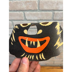 Vintage 1940s Halloween Scary Black Cat Cardboard Party Mask