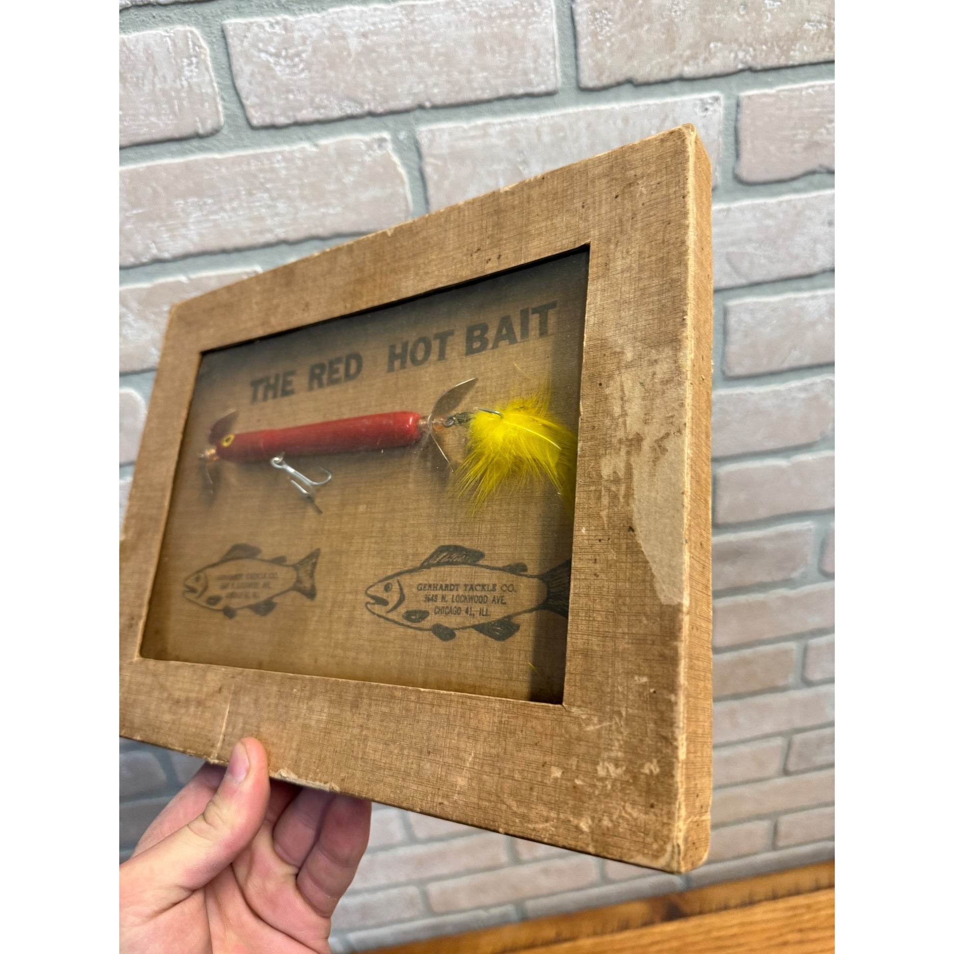 Vintage Red Hot Bait Gerhardt Tackle Co. Advertising Fishing Store Display Sign
