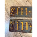 Vintage Wisconsin 1925 Automobile Car License Plates Matched Pair (2)