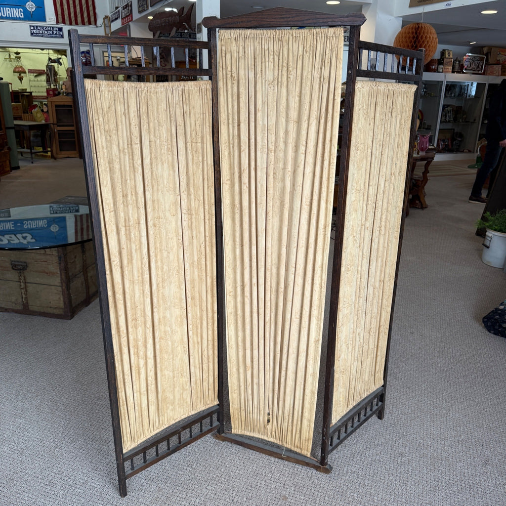 Art Deco Oak Upholstered 3 Paneled Room Divide Divider Decor