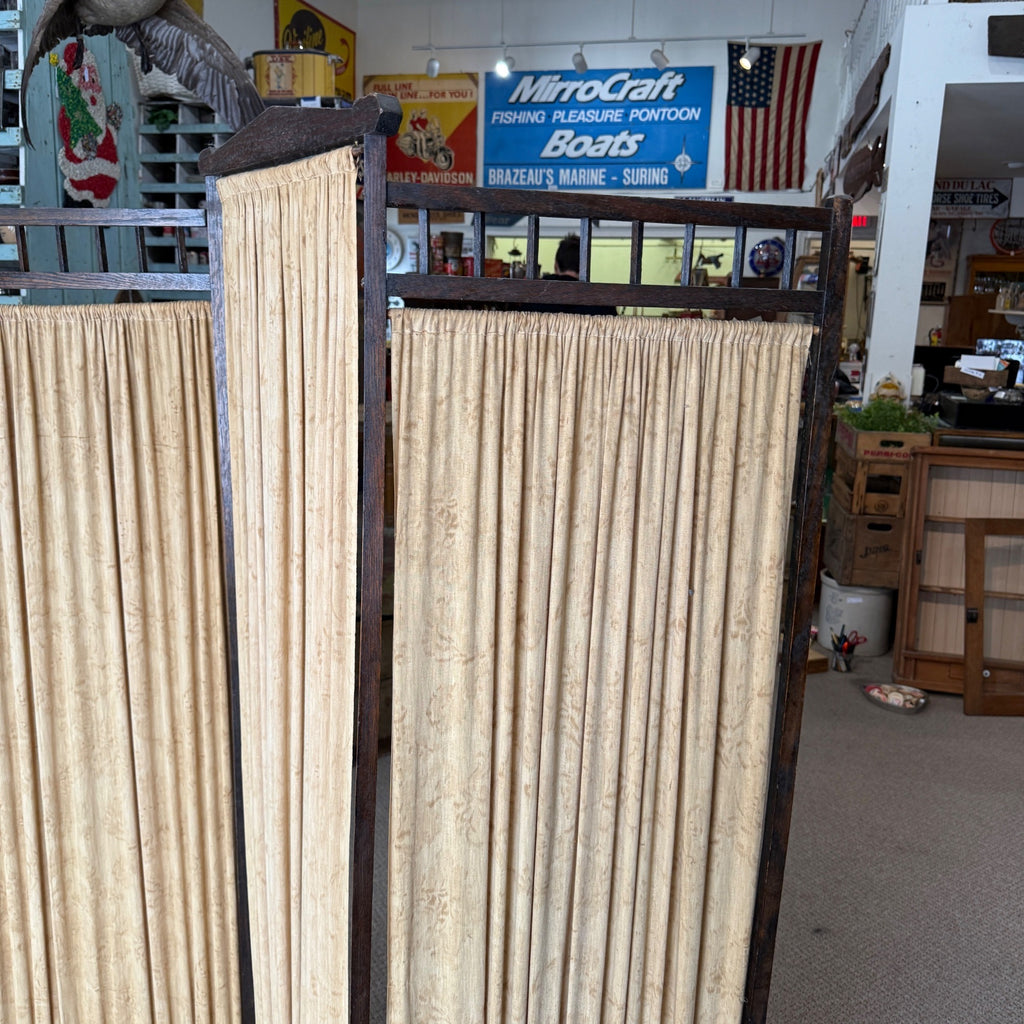 Art Deco Oak Upholstered 3 Paneled Room Divide Divider Decor