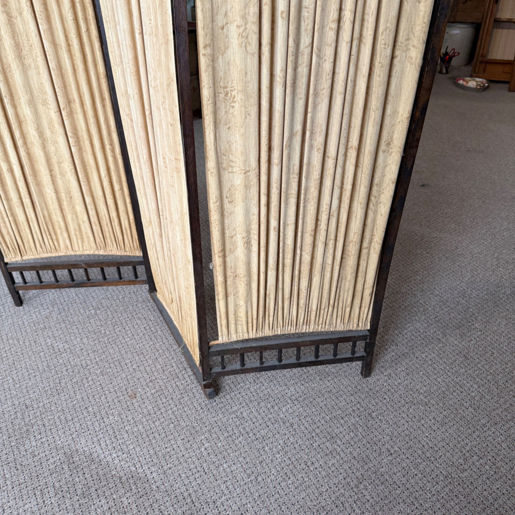 Art Deco Oak Upholstered 3 Paneled Room Divide Divider Decor