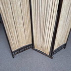 Art Deco Oak Upholstered 3 Paneled Room Divide Divider Decor