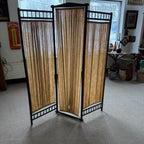 Art Deco Oak Upholstered 3 Paneled Room Divide Divider Decor