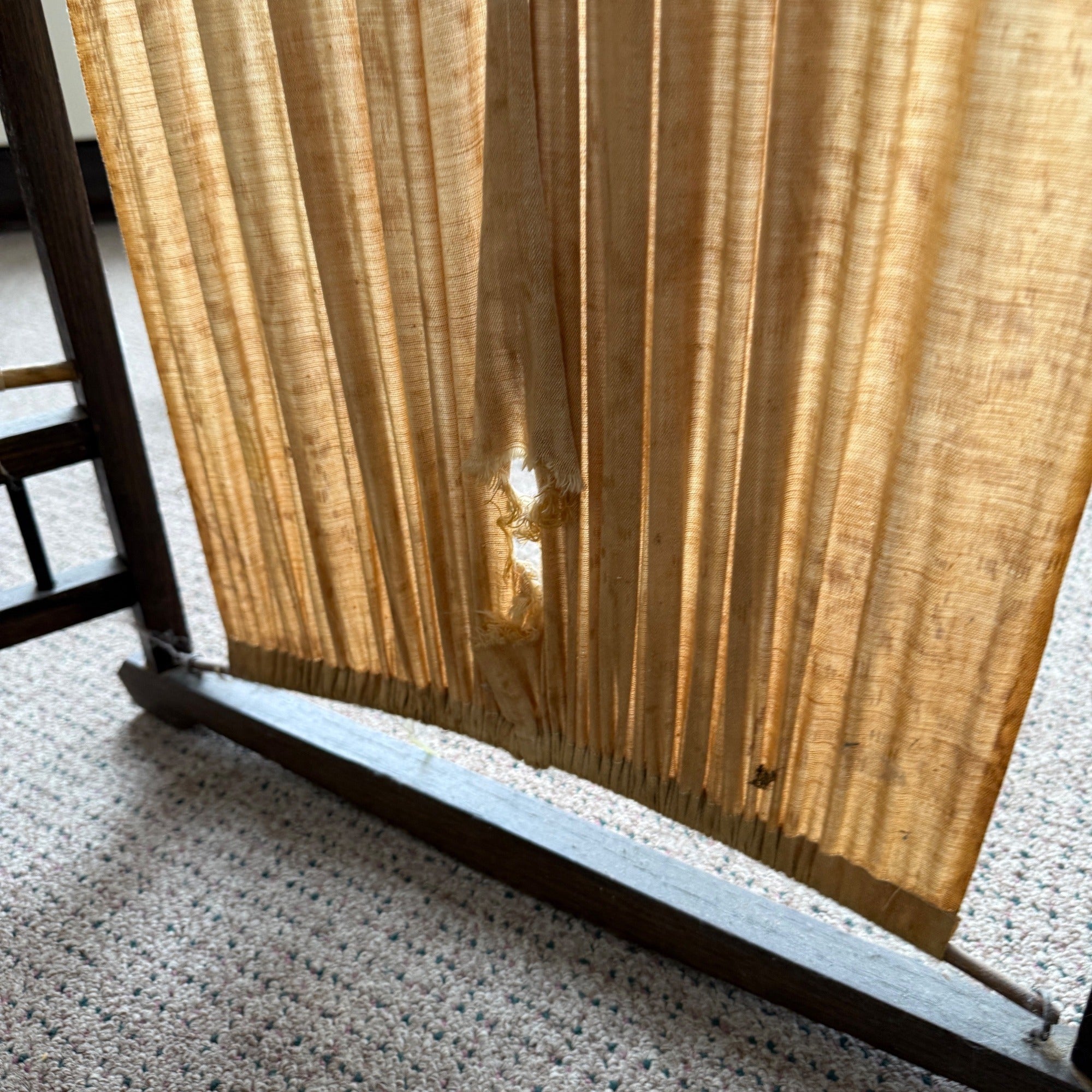 Art Deco Oak Upholstered 3 Paneled Room Divide Divider Decor