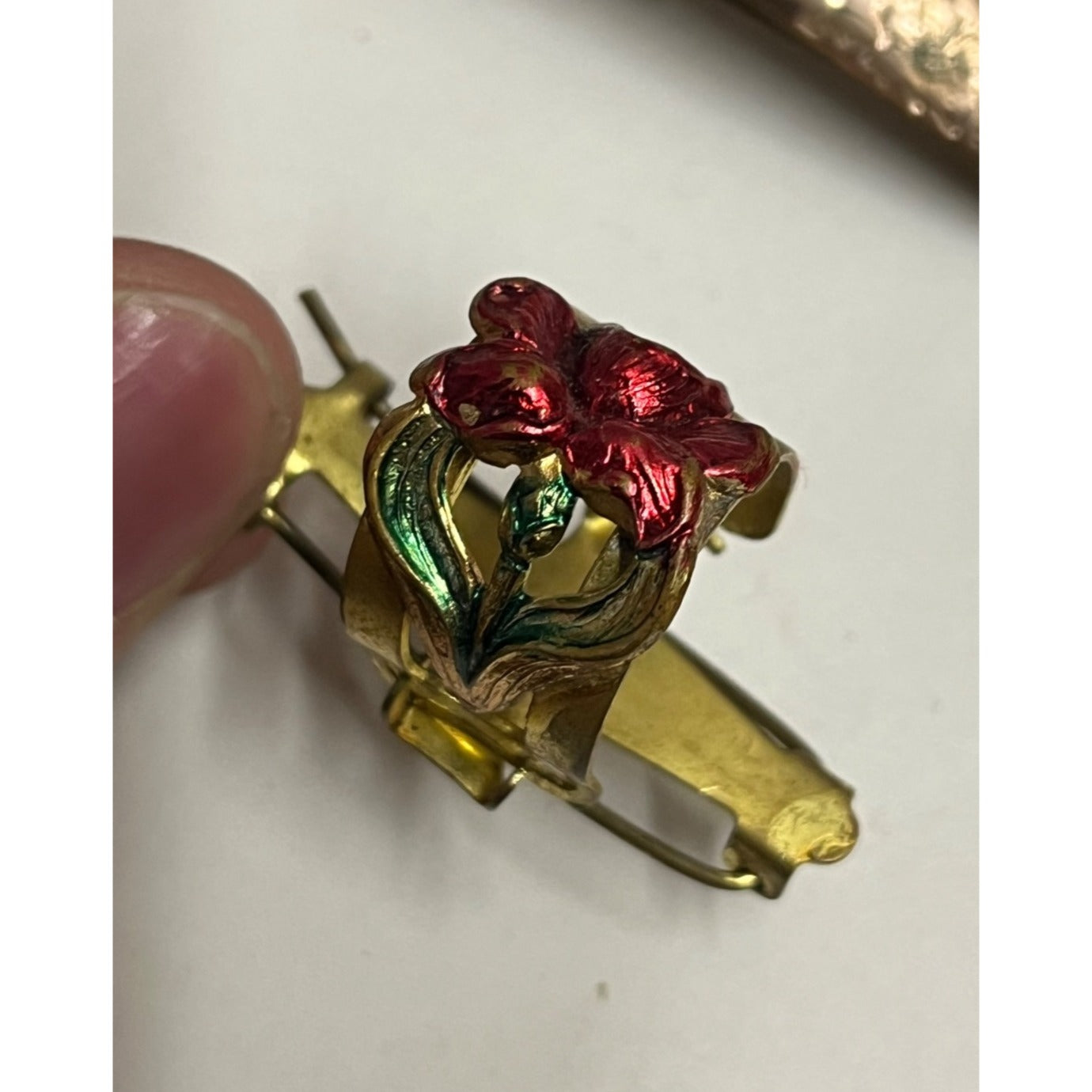 Antique Victorian Early 1900s Lot (2) Hair Barrette Clips Patent 1913 Floral