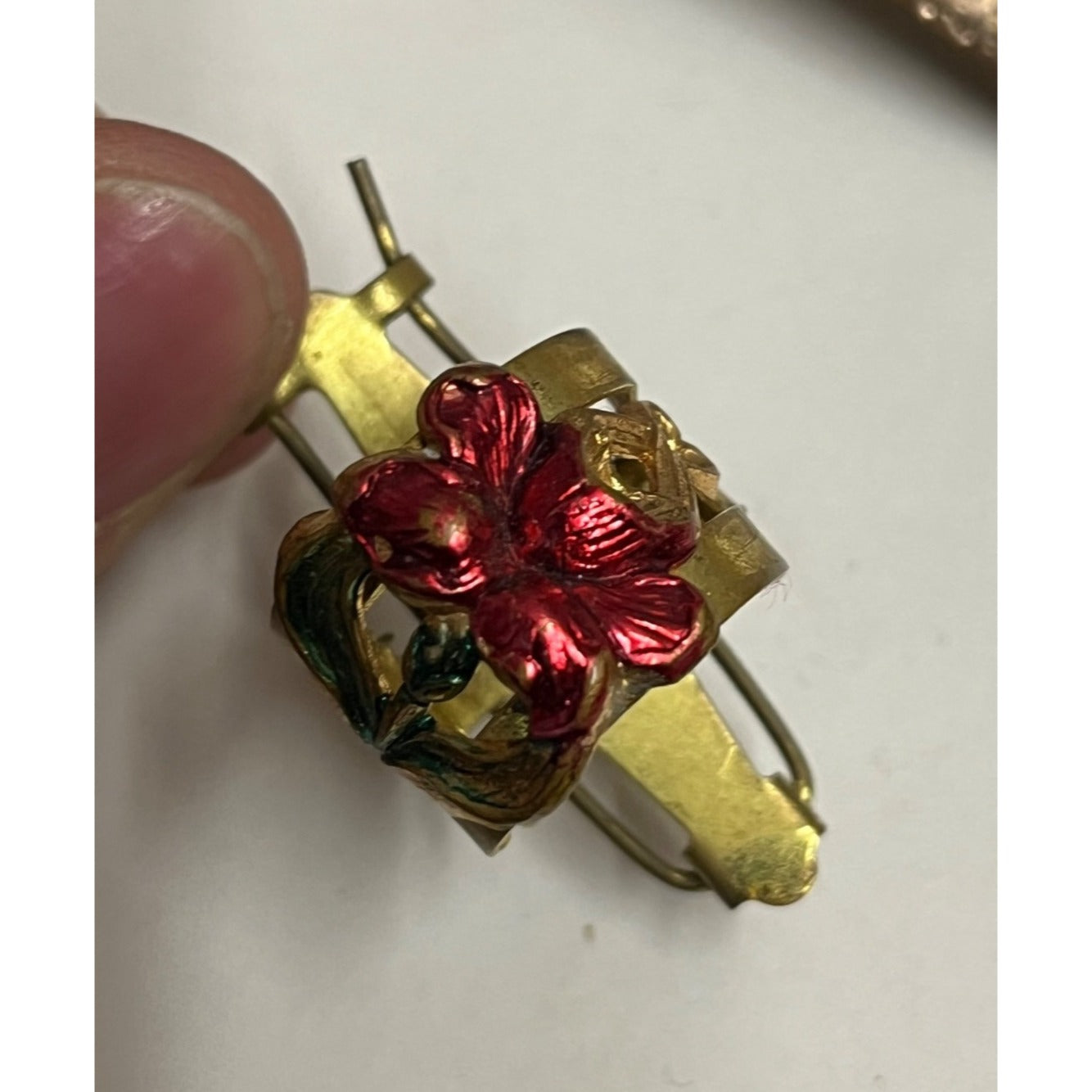 Antique Victorian Early 1900s Lot (2) Hair Barrette Clips Patent 1913 Floral