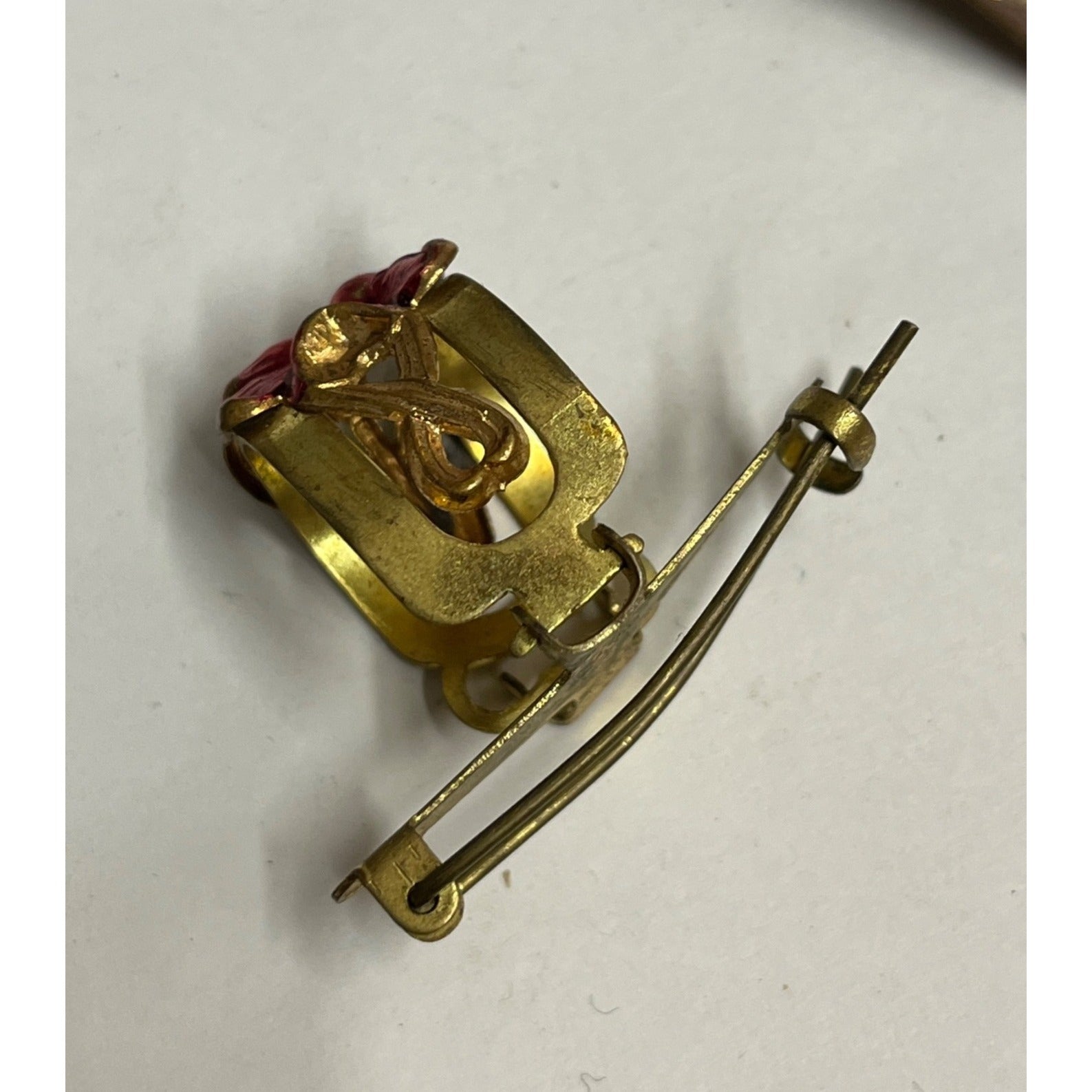 Antique Victorian Early 1900s Lot (2) Hair Barrette Clips Patent 1913 Floral