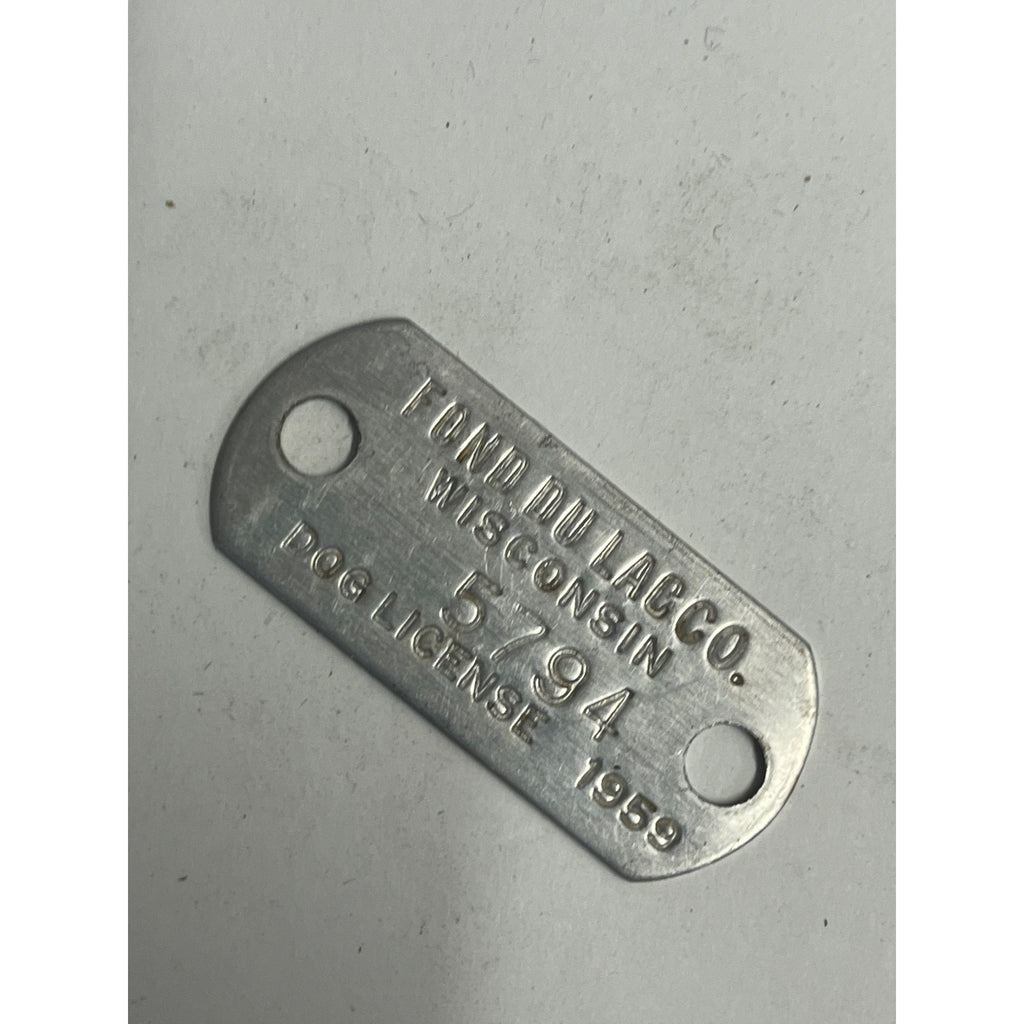 Vintage Dog License Tag Fond du Lac County, Wisconsin 1959