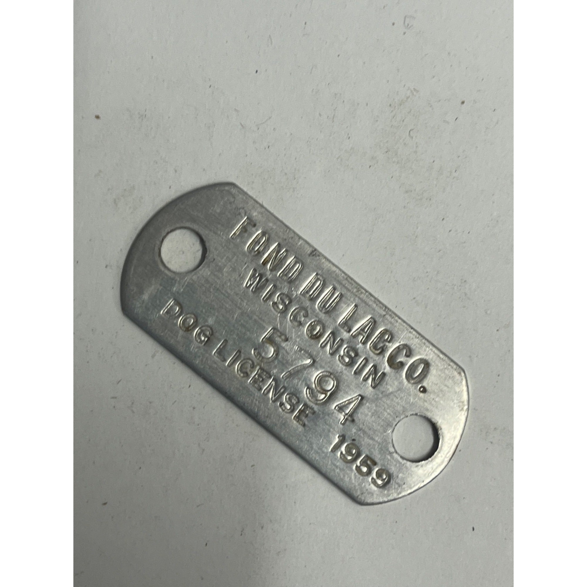 Vintage Dog License Tag Fond du Lac County, Wisconsin 1959
