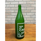 Vintage 1950s Engel Beverages ACL Green Glass Soda Bottle Fond du Lac WI Quart