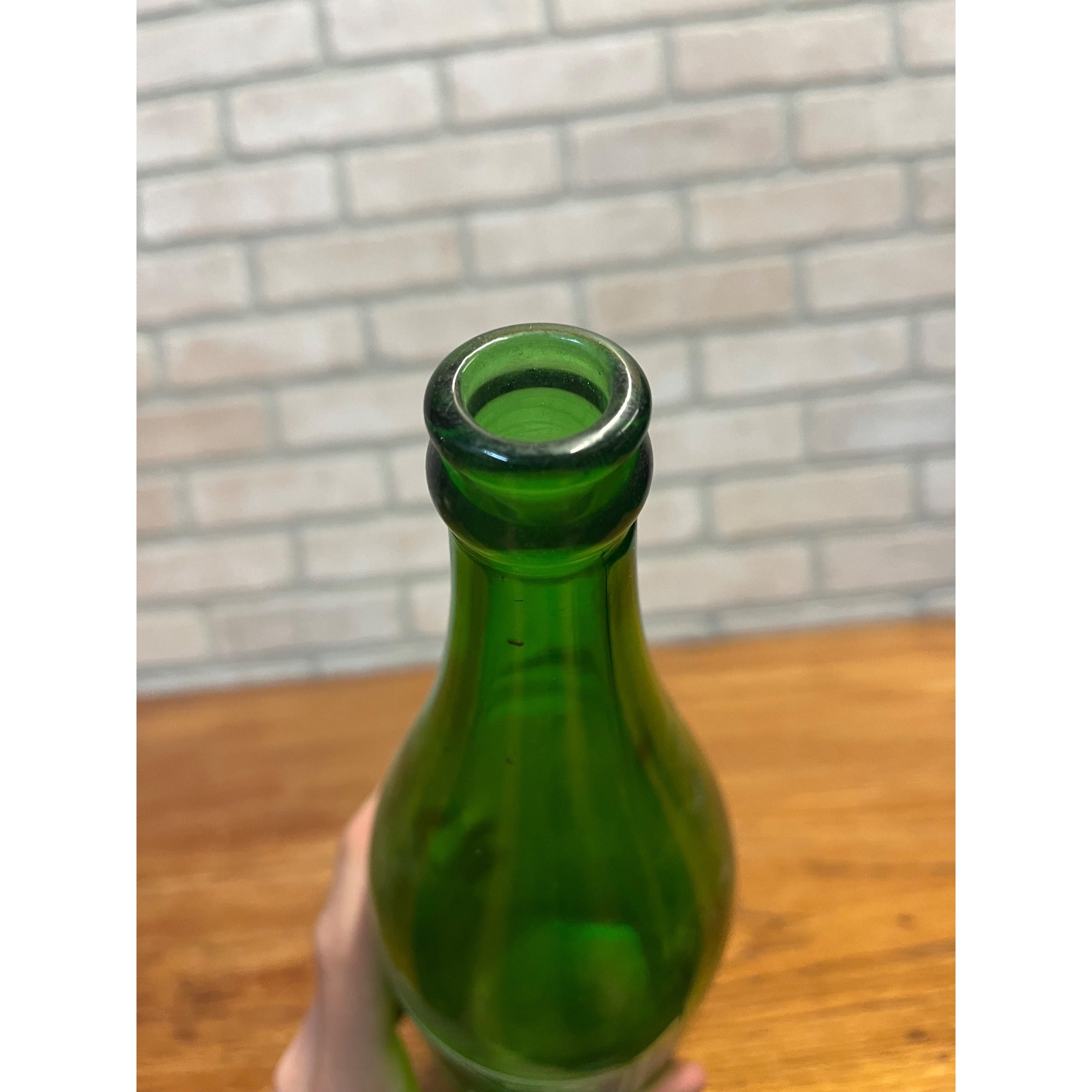Vintage 1950s Engel Beverages ACL Green Glass Soda Bottle Fond du Lac WI Quart