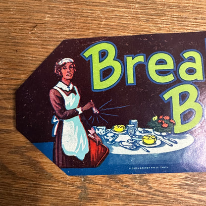 Vintage 1930s Breakfast Belle Unused Paper Fruit Crate Citrus Label Florida