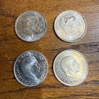 (4) DENMARK 2 KRONER SILVER 1930 & 1945 CH BU CHRISTIAN X 60TH BIRTHDAY