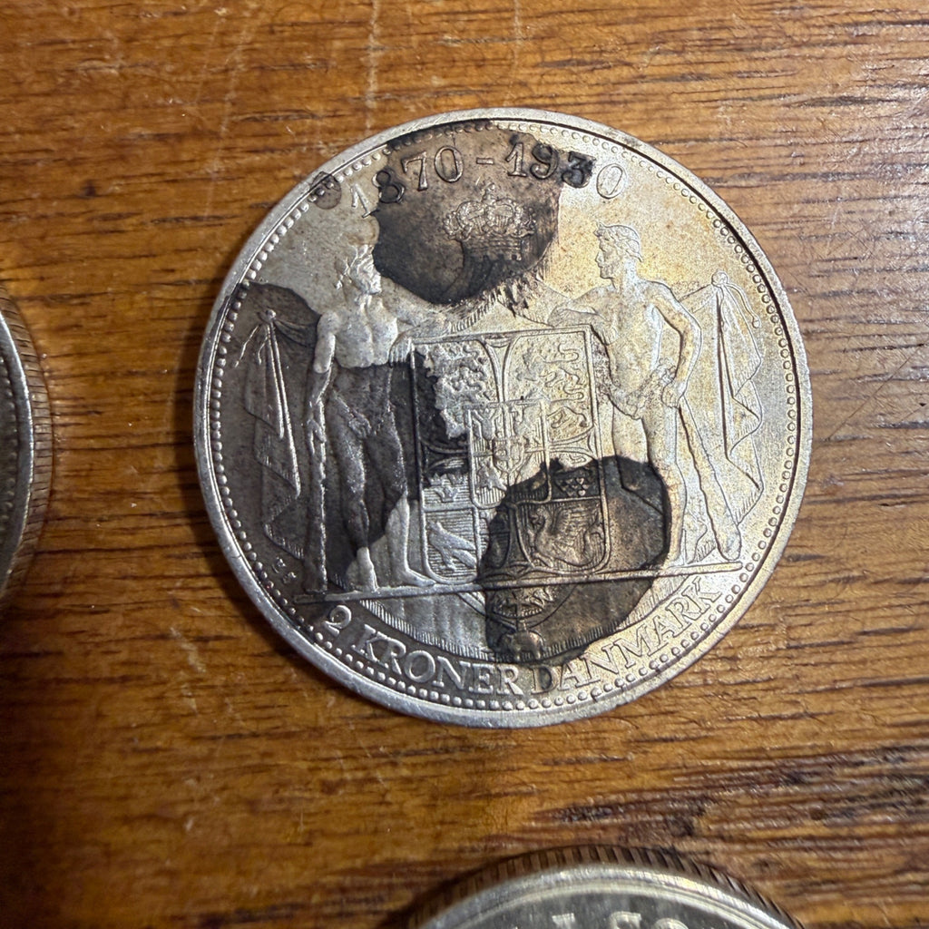 (4) DENMARK 2 KRONER SILVER 1930 & 1945 CH BU CHRISTIAN X 60TH BIRTHDAY