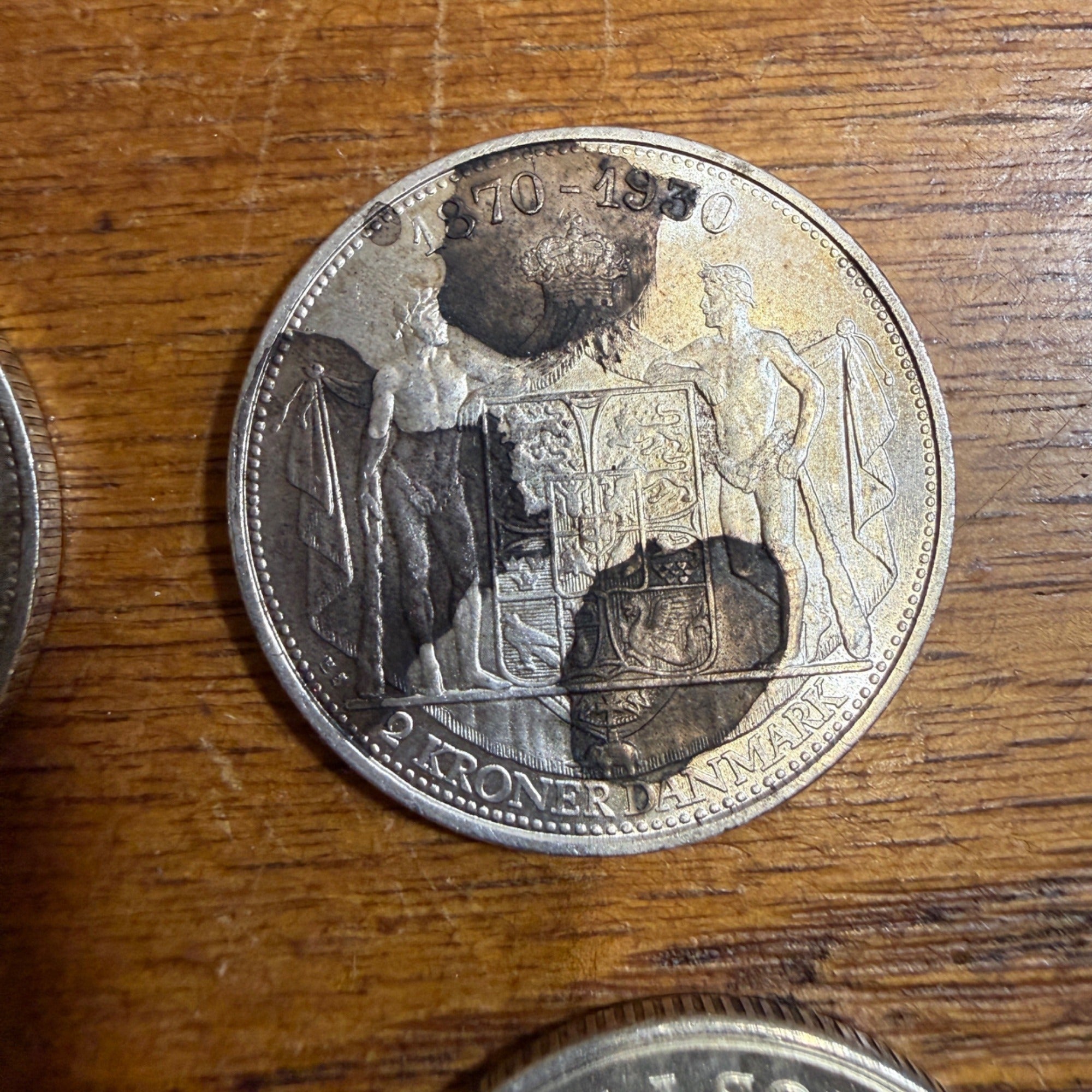 (4) DENMARK 2 KRONER SILVER 1930 & 1945 CH BU CHRISTIAN X 60TH BIRTHDAY