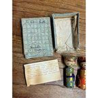 Vintage Japanese Kokeshi Doll Pair Brocade Kimono Original Box Friendship Set