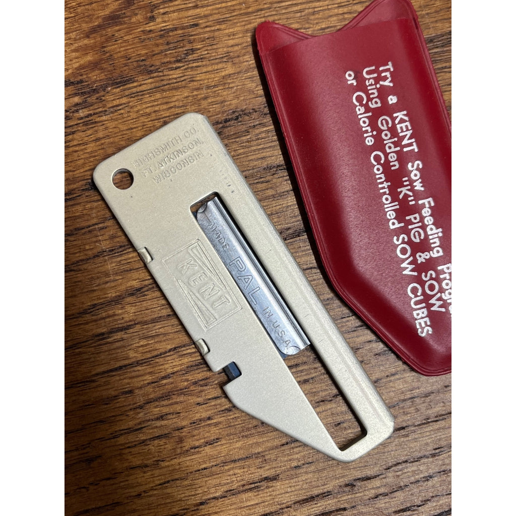 Vintage Kent Pig & Sow Feed Box Cutter Knife w/ Case Fort Atkinson, Wisconsin