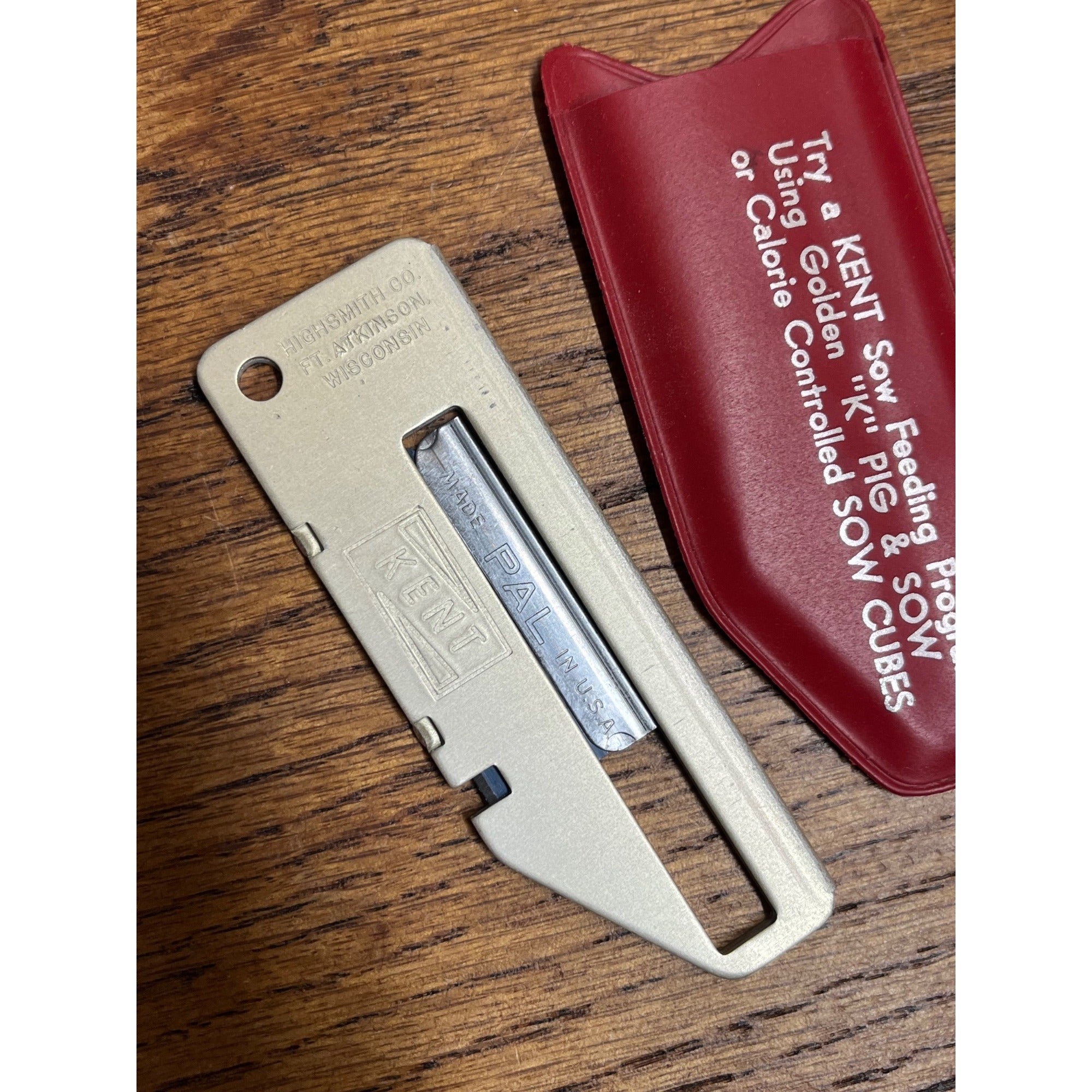 Vintage Kent Pig & Sow Feed Box Cutter Knife w/ Case Fort Atkinson, Wisconsin