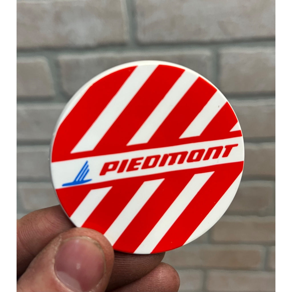 Vintage 1980s Piedmont Airlines Plastic Pinback Pin Badge 2.25" Red/White