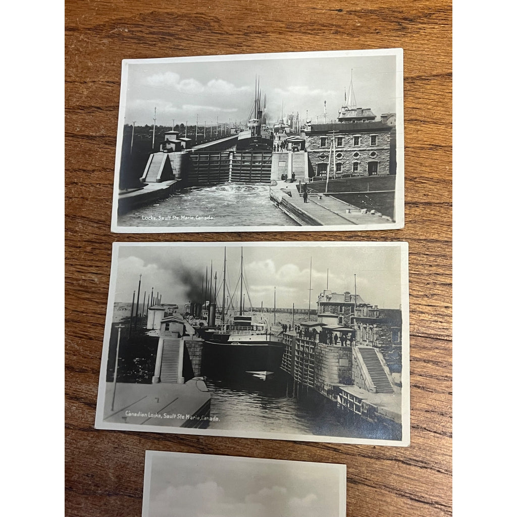 Vintage Sault Ste. Marie Canadian locks Michigan RPPC Postcards Photos