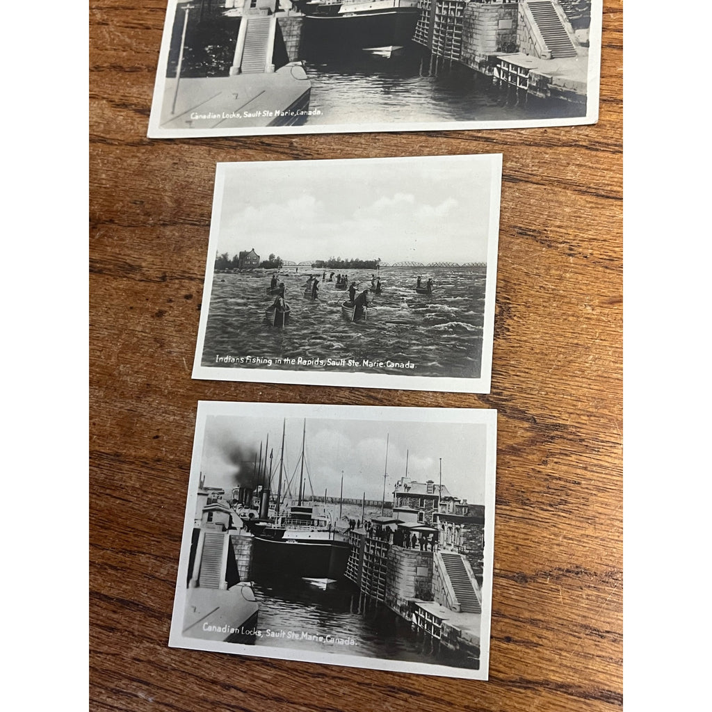 Vintage Sault Ste. Marie Canadian locks Michigan RPPC Postcards Photos