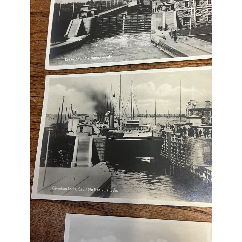 Vintage Sault Ste. Marie Canadian locks Michigan RPPC Postcards Photos