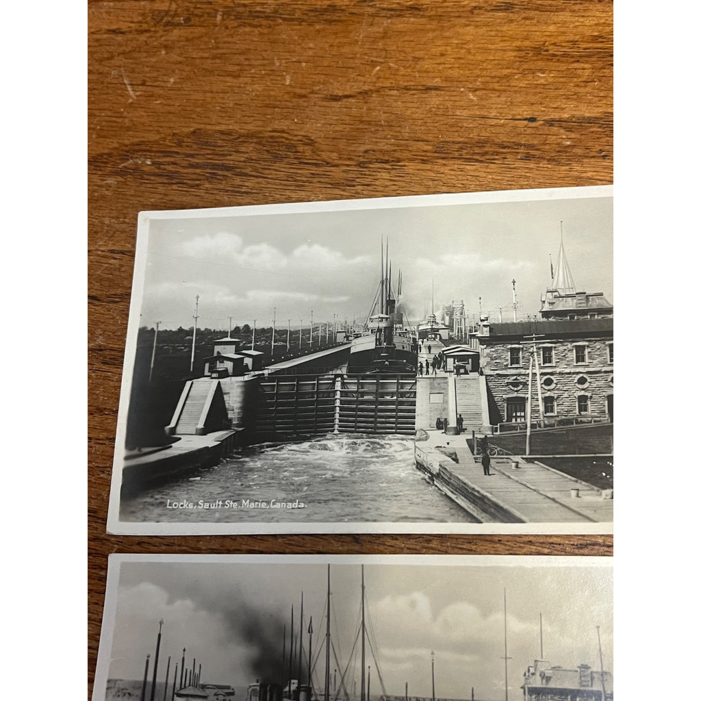 Vintage Sault Ste. Marie Canadian locks Michigan RPPC Postcards Photos