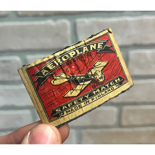 Vintage 1920s Aeroplane Safety Matches Box Cover Label Advertising Finland