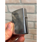 Vintage 1975 Zippo Pinstripe Chrome Cigarette Lighter w/ "OF" Initial Engraved