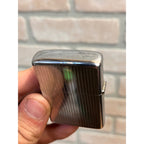 Vintage 1975 Zippo Pinstripe Chrome Cigarette Lighter w/ "OF" Initial Engraved