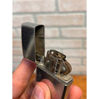 Vintage 1975 Zippo Pinstripe Chrome Cigarette Lighter w/ "OF" Initial Engraved